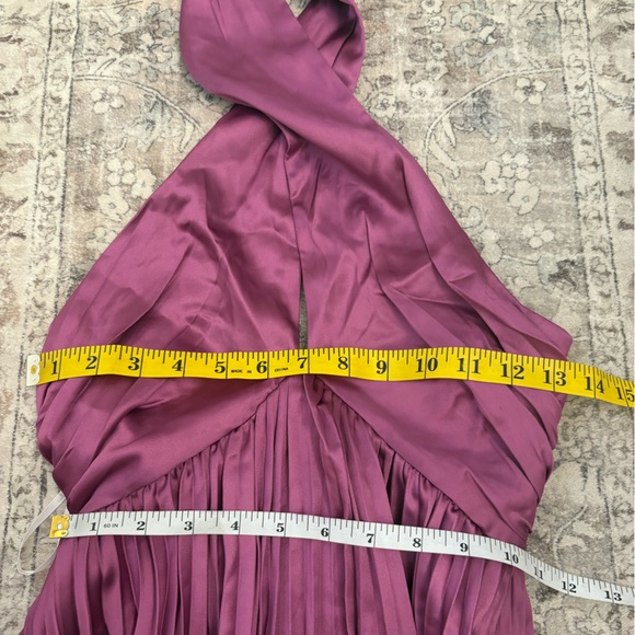 Lulus Renlee Purple Halter Pleated Mini Dress Size XXS Wedding Guest Sexy Satin - Picture 5 of 11